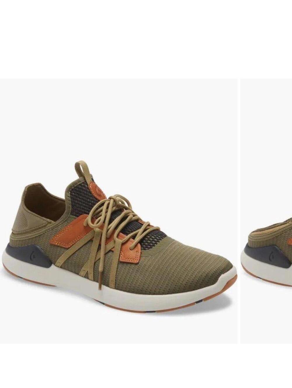 OluKai Mio Li Olive Green and Brown Sneaker Shoes Sz 10 EUC